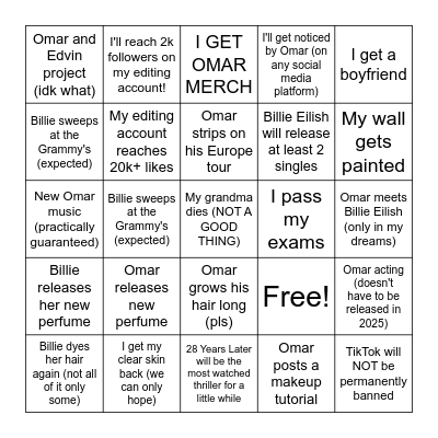 2025 Bingo card Bingo Card