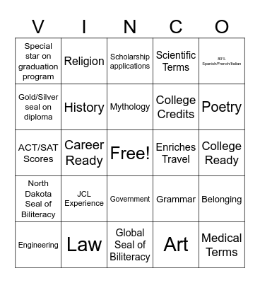 Why Study Latin VINCO (BINGO) Bingo Card