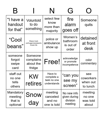 OFFICE BINGO Card