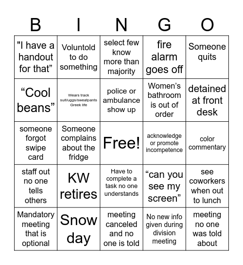 OFFICE BINGO Card