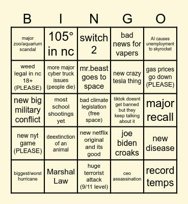 2025 Bingo Card