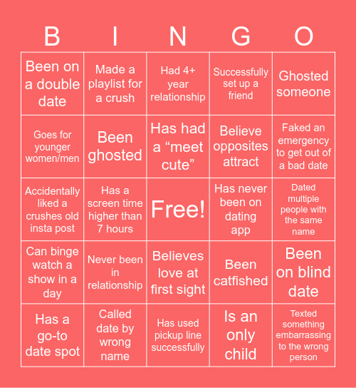 Sul Sweethearts Bingo Card