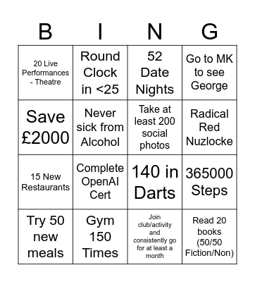 Harry New Year Bingo Card