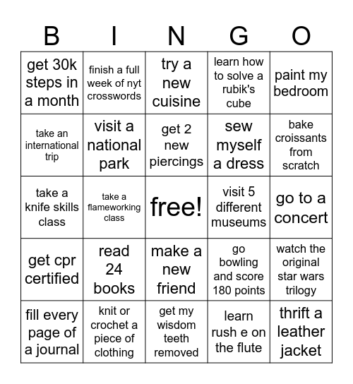 2025 Bingo Card