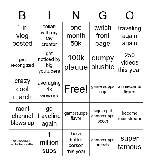 2025 AnniePants bingo Card