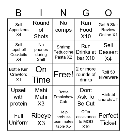 Server Bingo Card