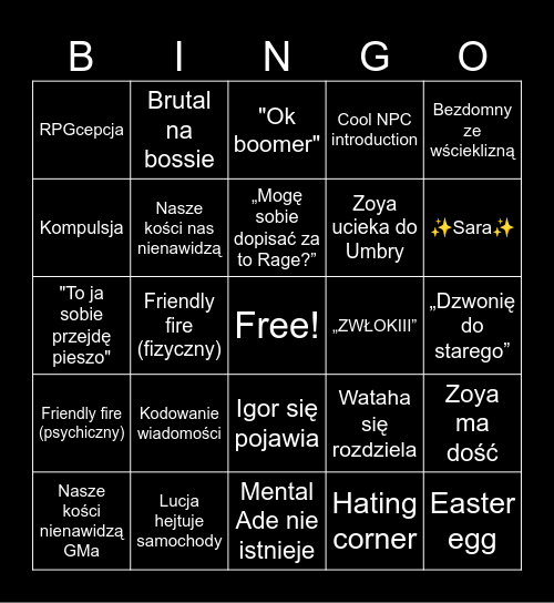 Wilkołak Kraków Bingo Card