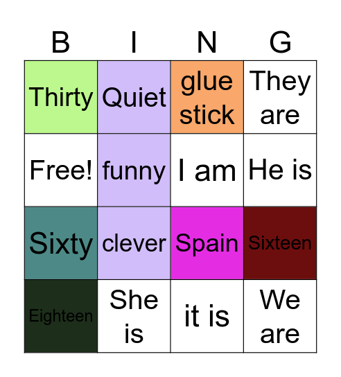 Brainy 4 / U 1-2 Bingo Card