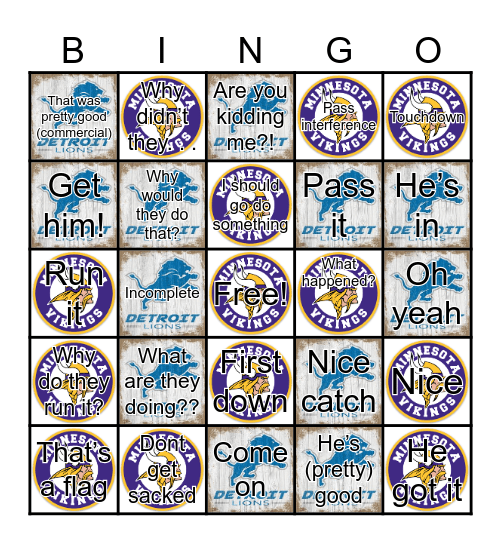 Dad’s BINGO Card (VIKINGS) Bingo Card