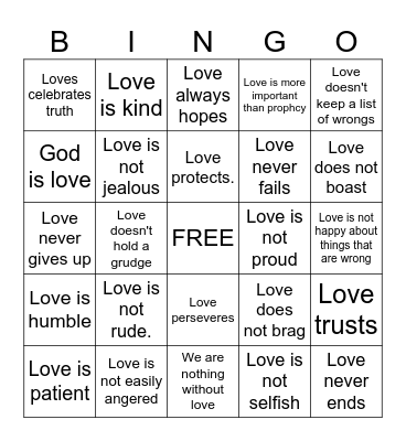 Love Is.... Bingo Card
