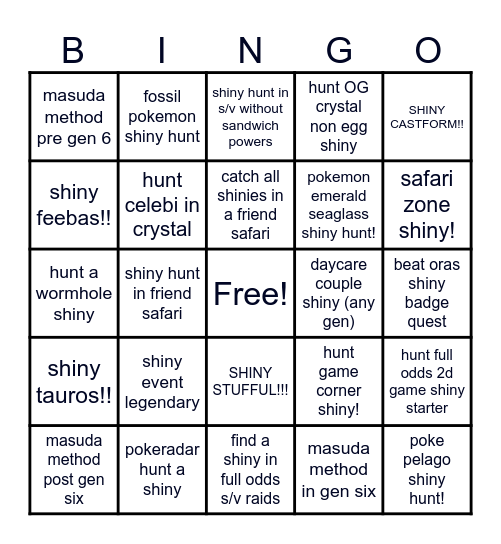 SHINY HUNT BINGO 2025 Bingo Card