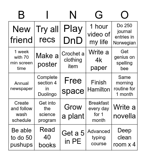2025 Bingo Card