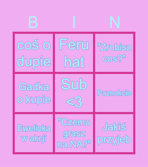 Stream Bingo Card