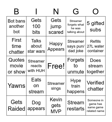 Birthday Stream Bingo Card