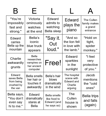 TWILIGHT Bingo Card