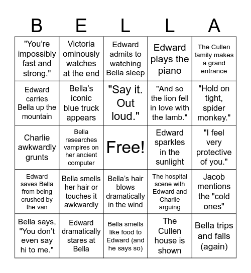 TWILIGHT Bingo Card