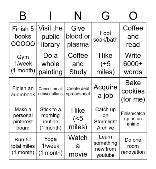 2025 Goals Bingo! Bingo Card