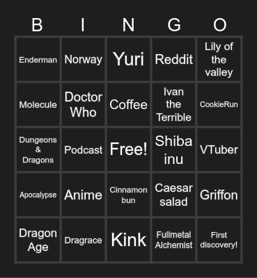 Infinite Craft Bingo Card
