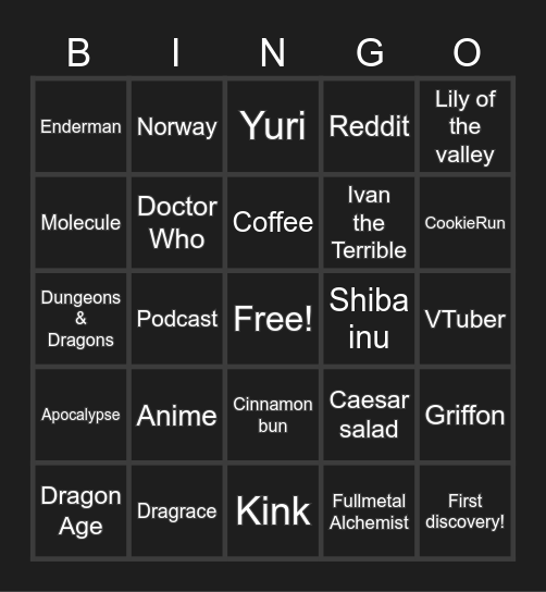 Infinite Craft Bingo Card