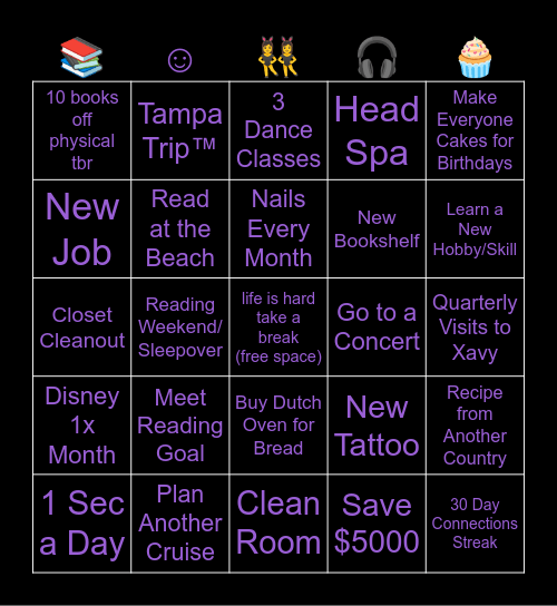 2025 Vision Board Bingo Card