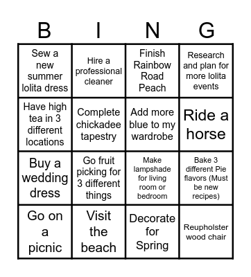 2025 Resolution Bingo Card