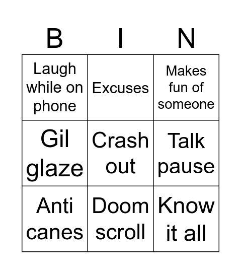 Tru Bingo Card