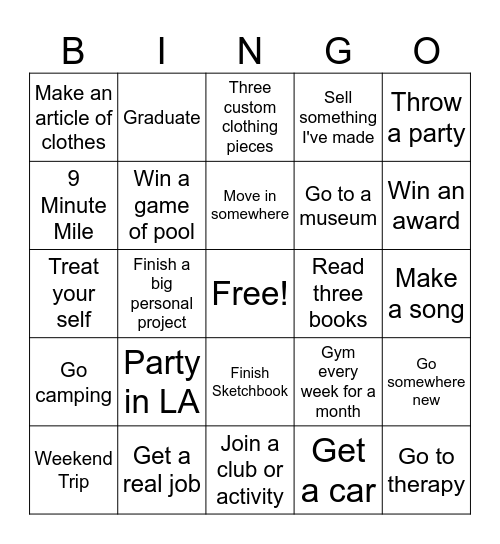 2025 New Year Bingo Card