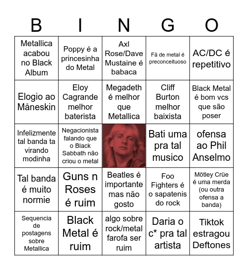 Confissões do Metal Bingo Card