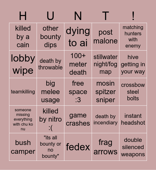 hnut shondon bingo card!!! Bingo Card
