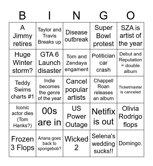 2025 Bingo Card