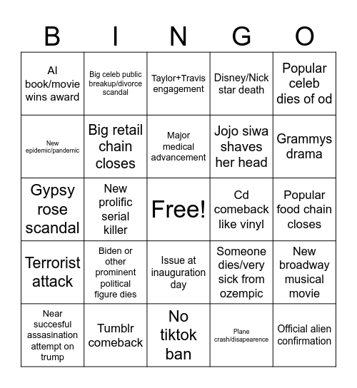 2025 Bingo Card