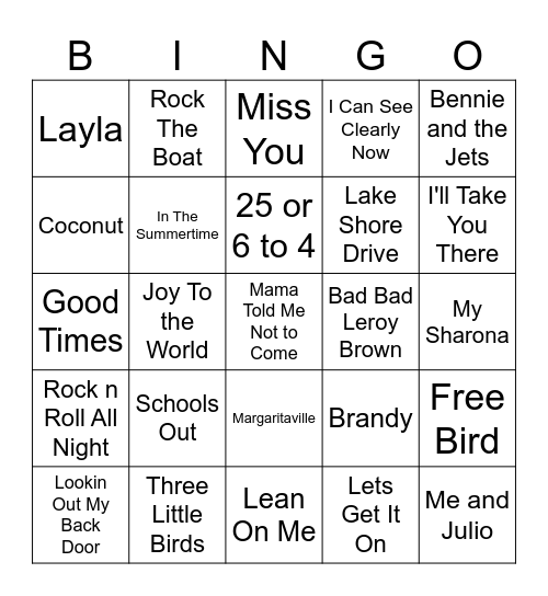 70s Bingo Card