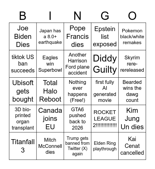 2025 BINGOOO Bingo Card