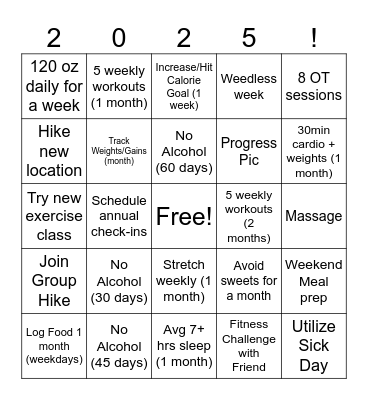Let's get Physical Bingo Card