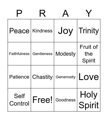 Fruits of Spirit Bingo Card