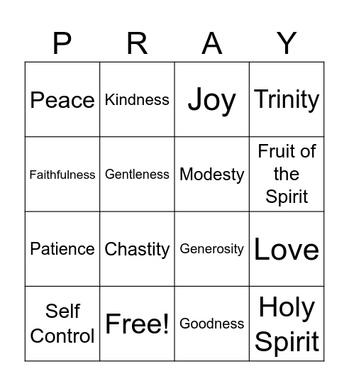 Fruits of Spirit Bingo Card