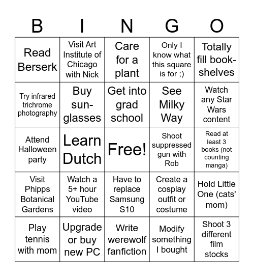 Brandon Personal 2025 Bingo Card