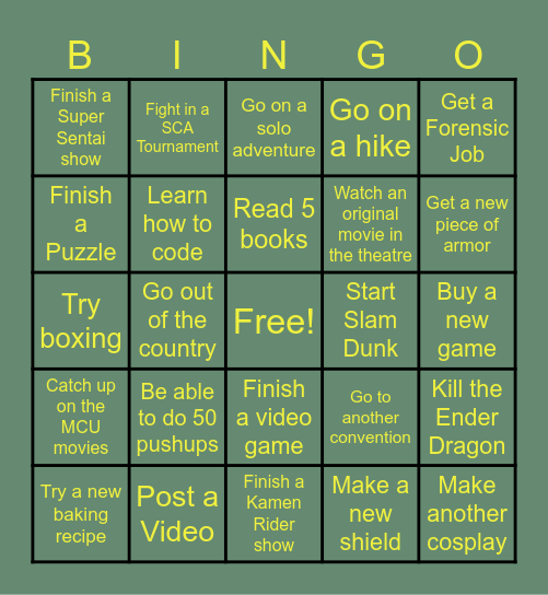 2025 New Years Bingo Resolutions Bingo Card