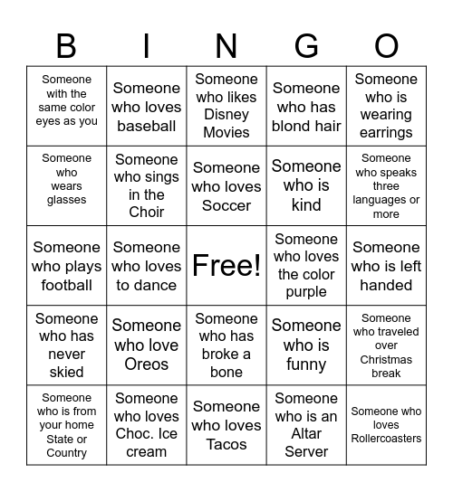 Happy New Year Bingo Card
