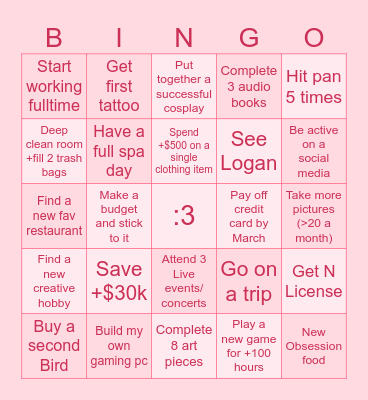 My 2025 Bingo Card