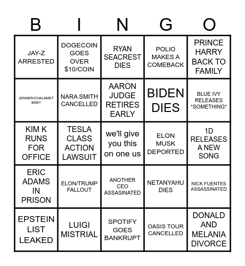 2025 BINGO Card