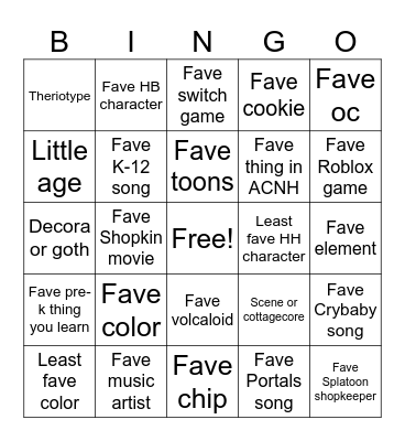 ME BINGO Card