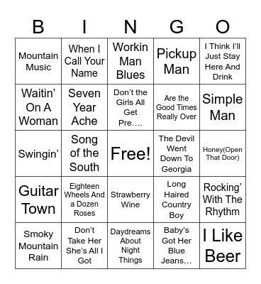 •••OLD COUNTRY••• Bingo Card