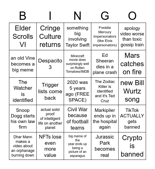 2025 Bingo Card