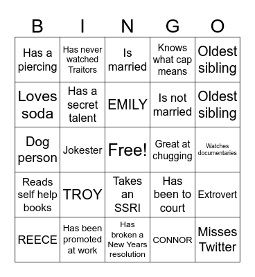 HUMAN BINGO Card