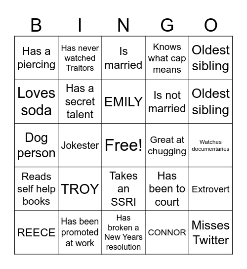 HUMAN BINGO Card
