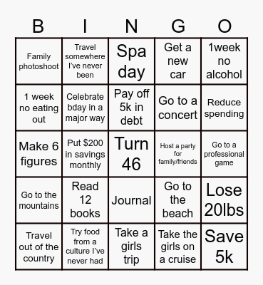 2025 Vision Board Bingo Card