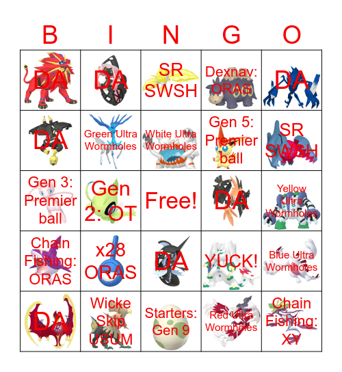 Pokemon Bingo Card