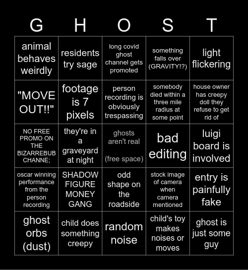 Bizarrebub Bingo Card