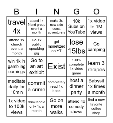 2025 Bingo Card Bingo Card